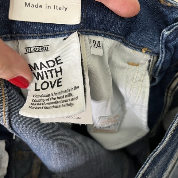 Closed NWT Baker Slim Ankle Jeans Women’s Size 24 Blue Distressed Stretch - Picture 12 of 14